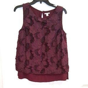 Halogen Red Sleeveless Ruffled Blouse